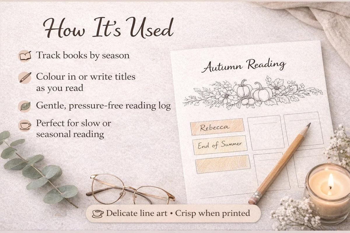 Seasonal Reading Tracker | A4 Printable for Reading Journal (PDF Download)