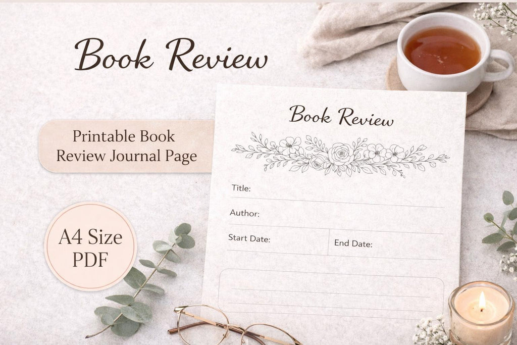 Minimalist Book Review | A4 Printable for Reading Journal (PDF Download)