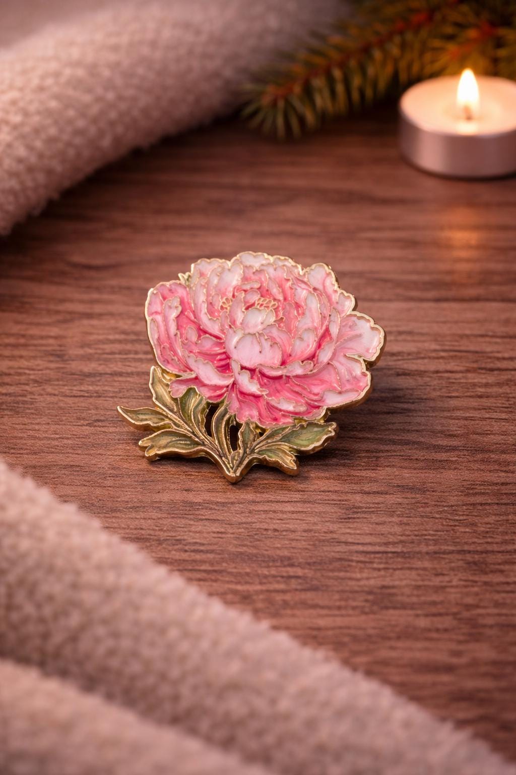 Pink Peony Enamel Pin | Floral Pin Badge | Pink Flower Brooch | Cottagecore Gift | Nature Lover Accessory