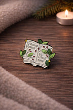 So Many Books Enamel Pin | Open Book Literary Badge (30mm x 24mm)