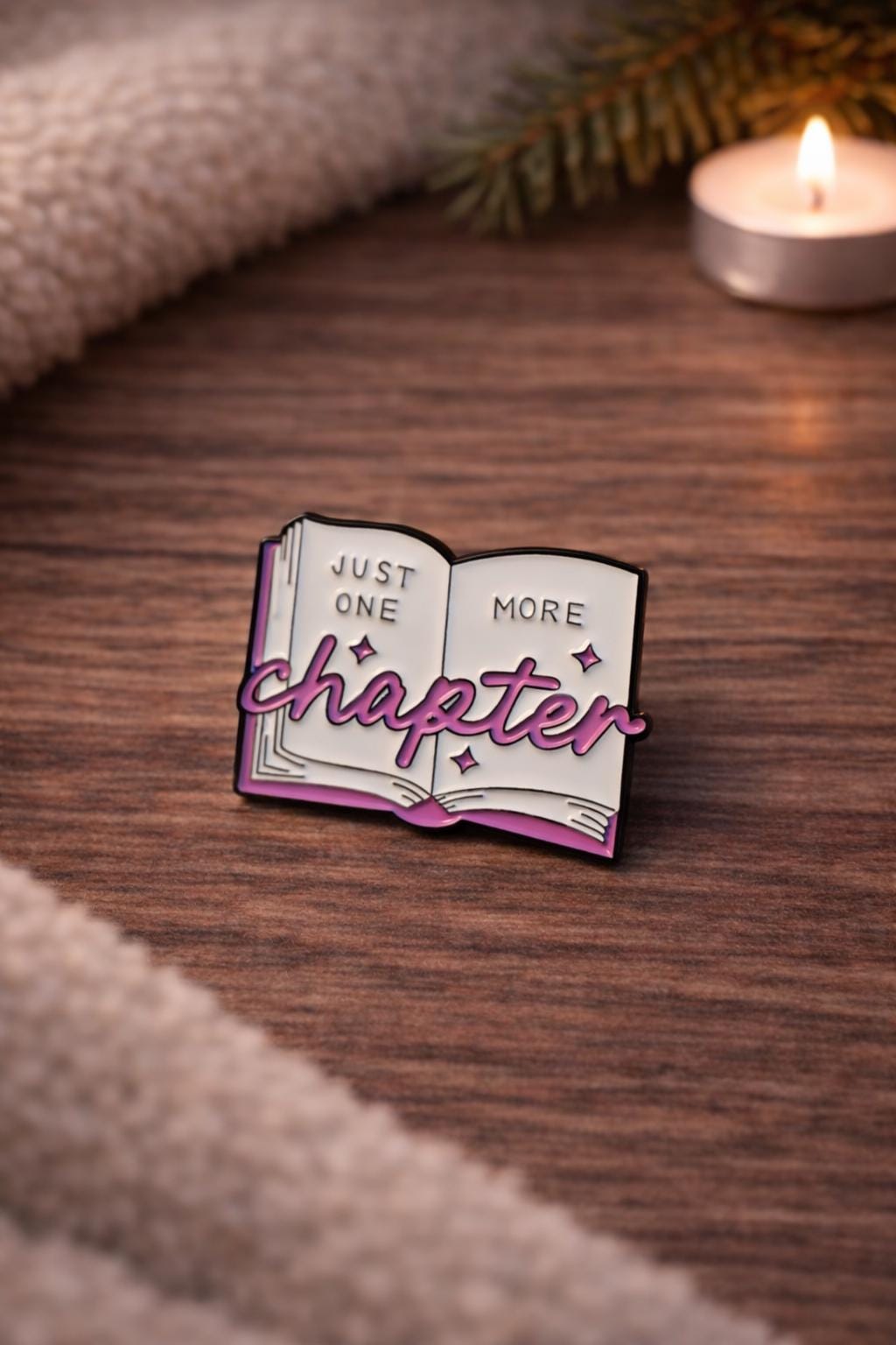 Just One More Chapter  Enamel Pin | Book Lover Reading Badge | Gold-Tone Metal Bookish Accessory