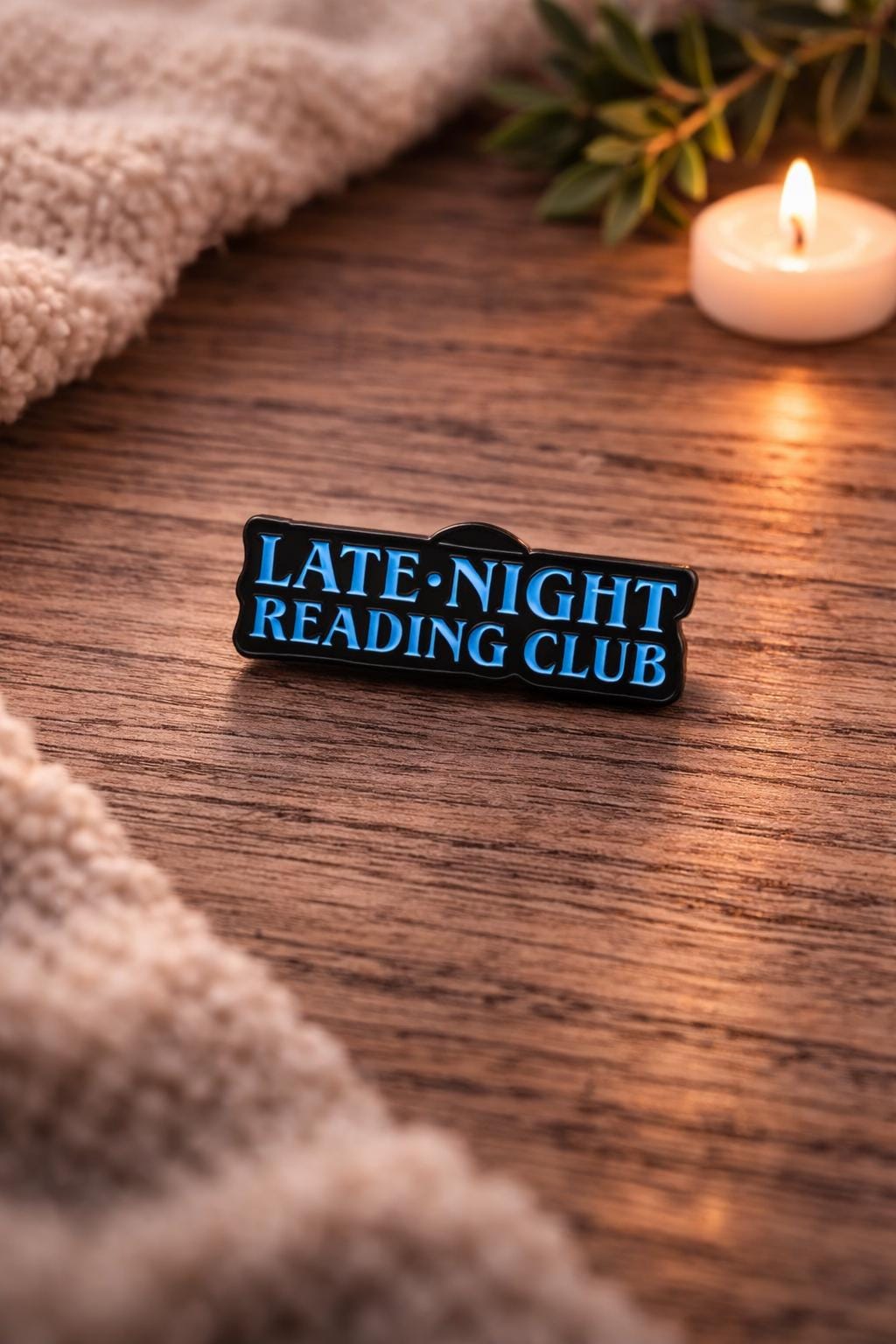Late Night Reading Club Enamel Pin | Book Lover Badge | Gold Tone Metal Bookish Gift