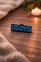 Late Night Reading Club Enamel Pin | Book Lover Badge | Gold Tone Metal Bookish Gift