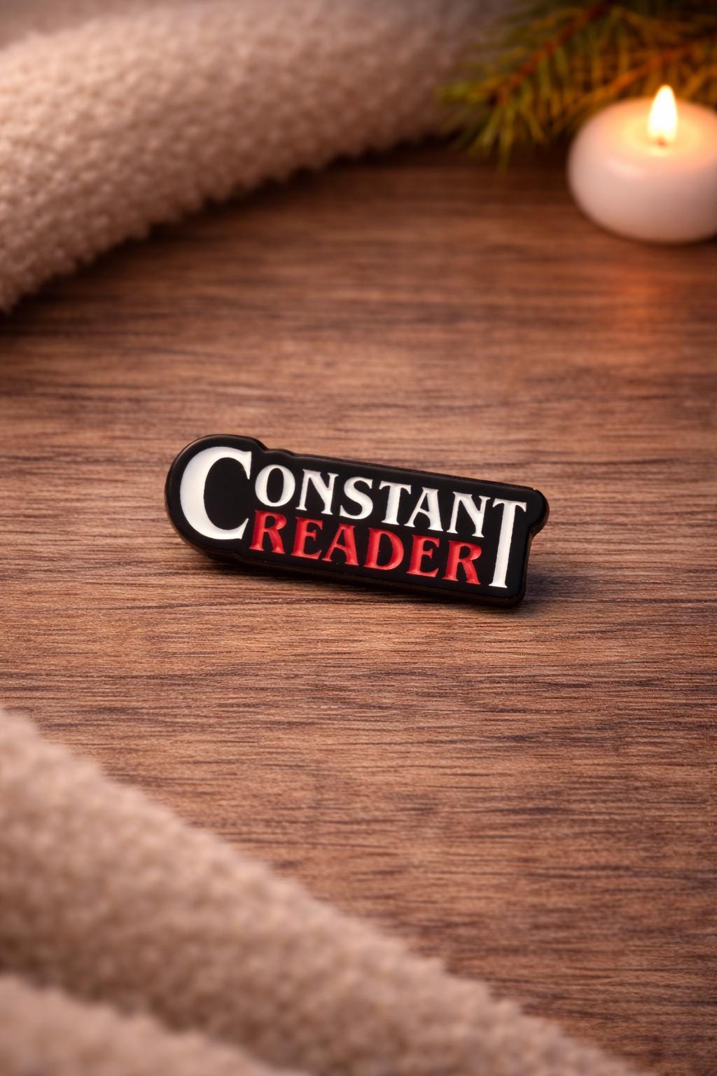 Constant Reader Enamel Pin | Minimalist Book Lover Badge, Gold Tone Finish