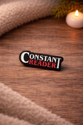 Constant Reader Enamel Pin | Minimalist Book Lover Badge, Gold Tone Finish