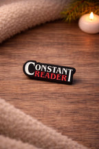 Constant Reader Enamel Pin | Minimalist Book Lover Badge, Gold Tone Finish