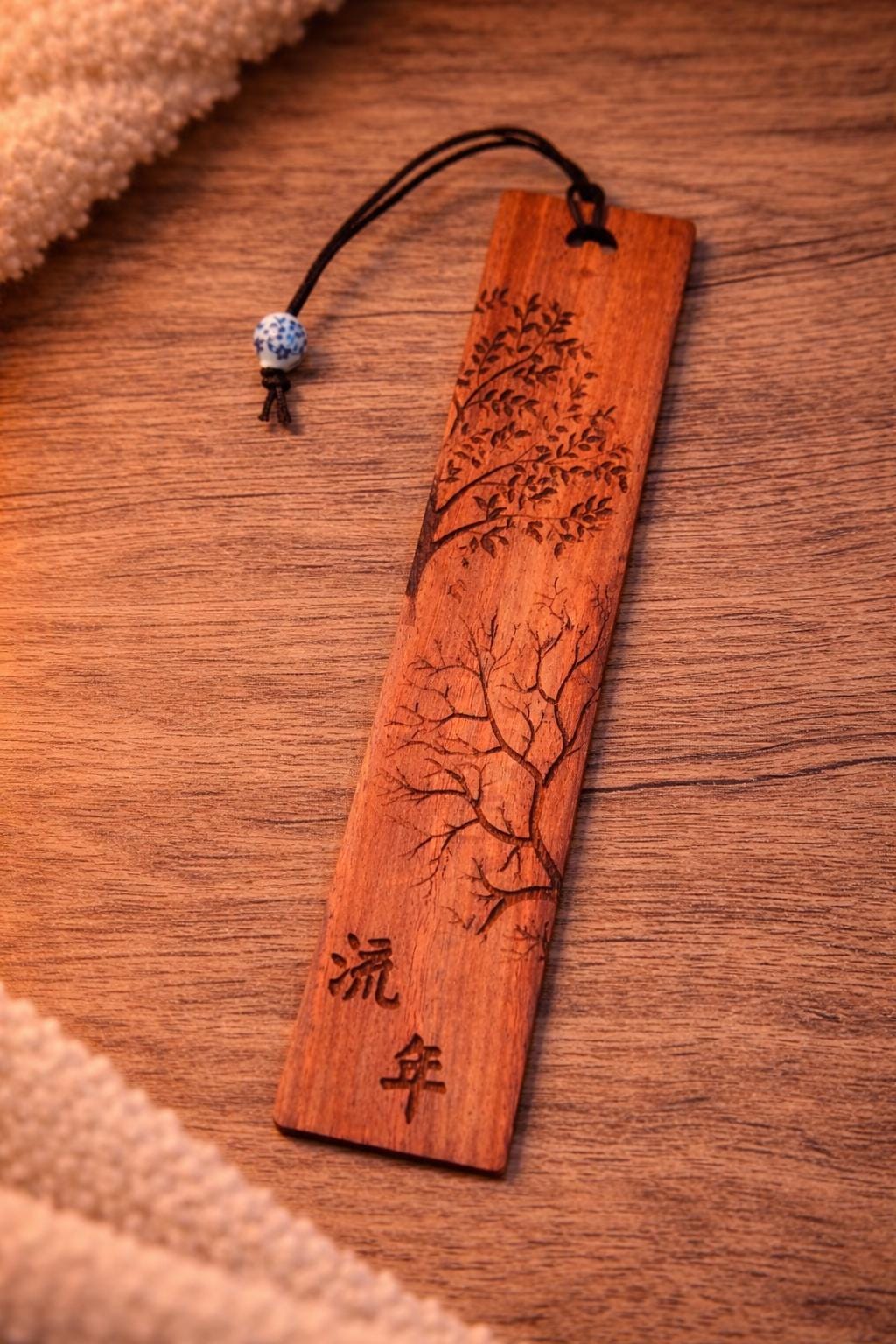 Engraved Wooden Bookmark with Tree Design | Natural Reading Accessory