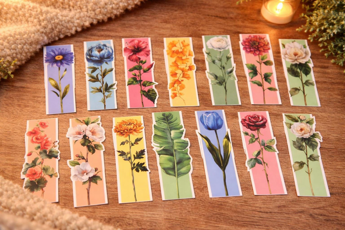 1x Botanical Floral Bookmark | Soft Pastel, Nature Designs (Random)
