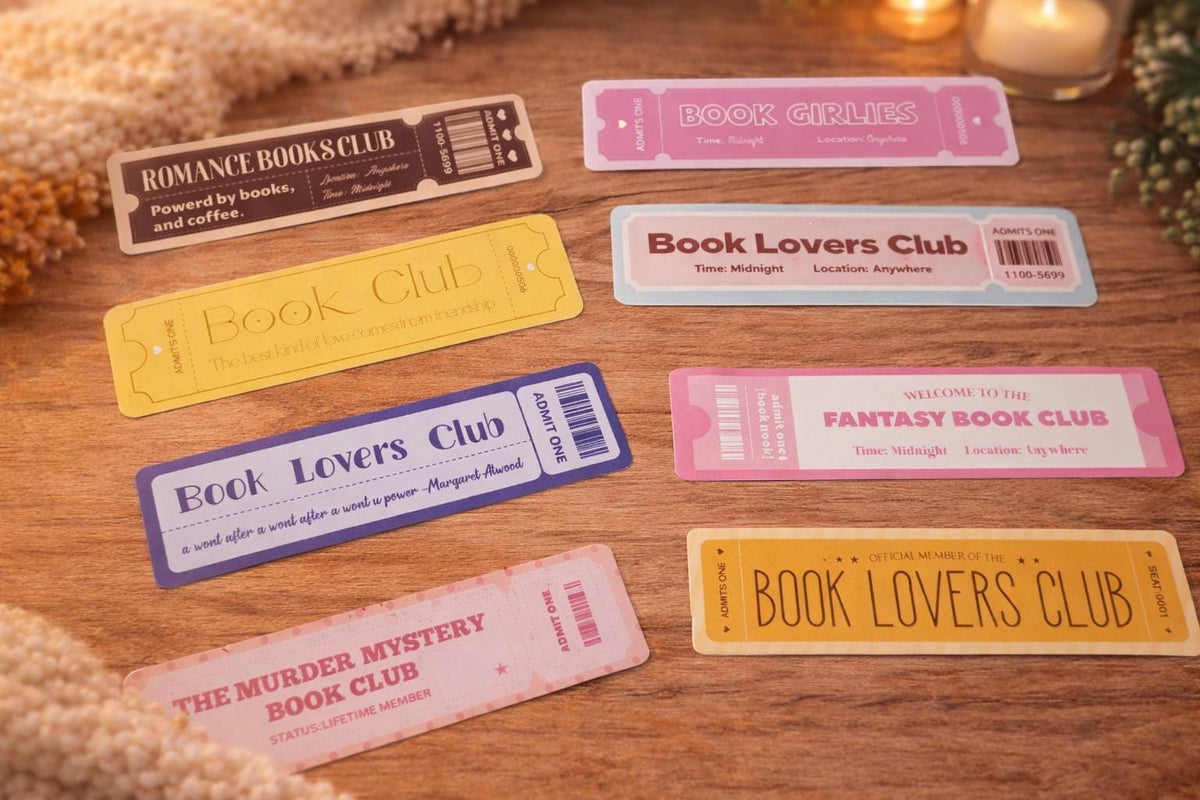 1x Book Club Ticket Bookmark | Reading Pass for Book Lovers, Fantasy, Romance