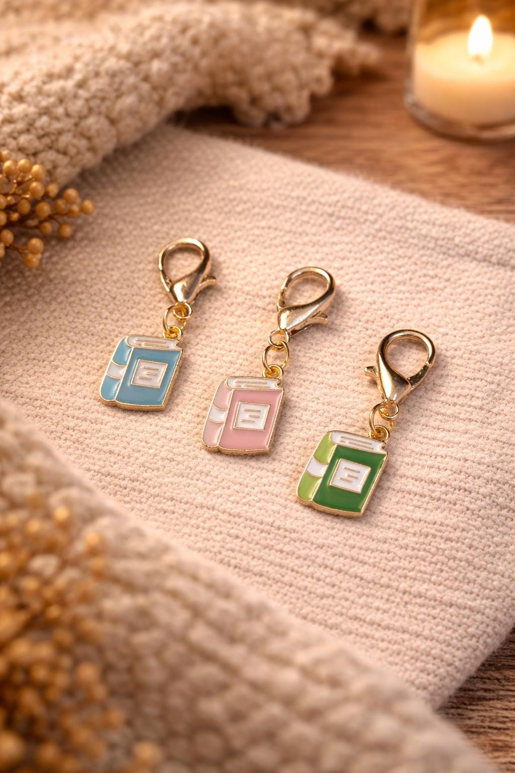 1x Mini Book Charm | Enamel Gold-Tone Clasp Accessory, Pastel Colors (CHOOSE COLOUR)