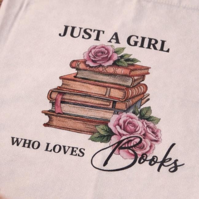 Just A Girl Who Loves Books Tote Bag | Vintage Floral Reader Accessory