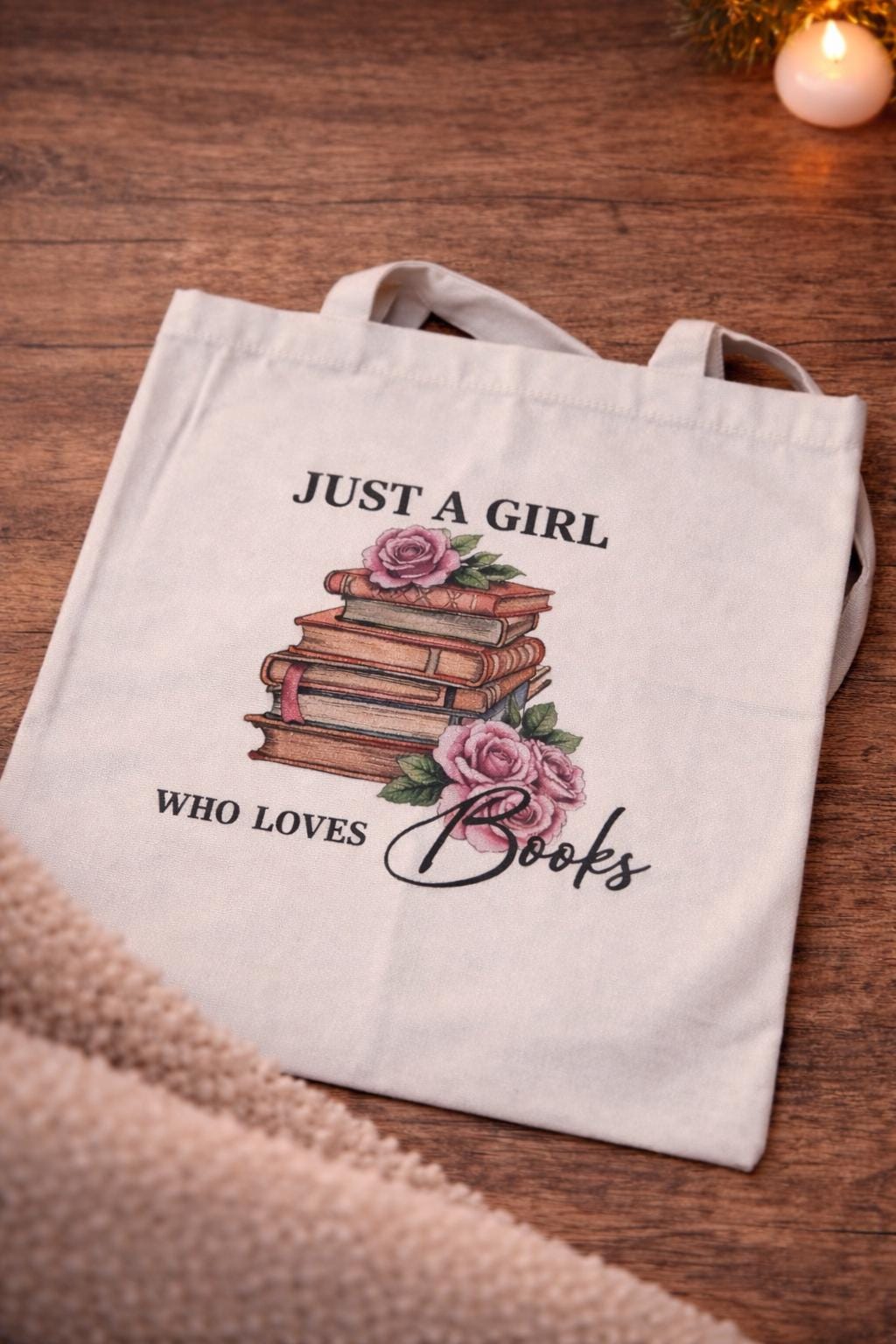 Just A Girl Who Loves Books Tote Bag | Vintage Floral Reader Accessory
