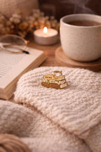 Drink Tea Read Books Enamel Pin | Stack of Books Cozy Reader Accessory