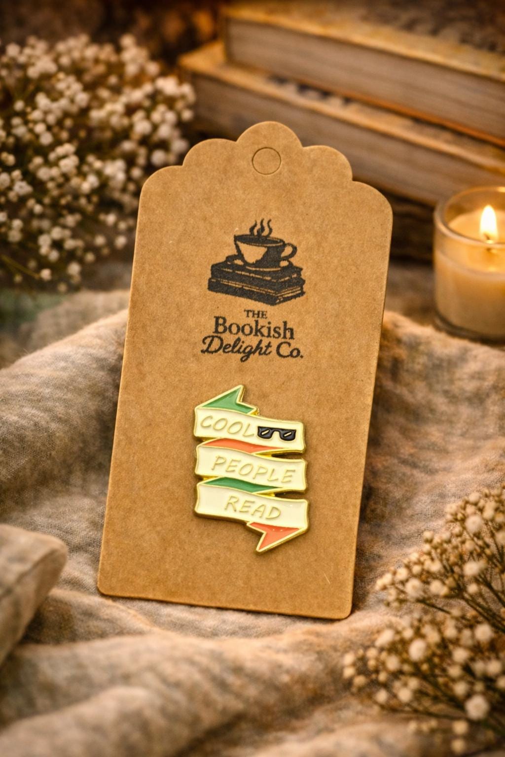 Cool People Read  Enamel Pin | Book Lover Accessory, Banner Design
