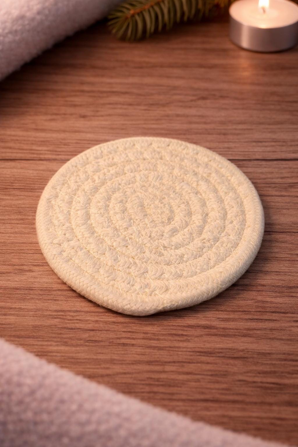 1x Rope Drink Coaster | Neutral Boho Table Decor | CHOOSE COLOUR