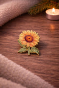 Sunflower Enamel Pin | Gold-Tone Outline Floral Badge (28mm x 33mm)