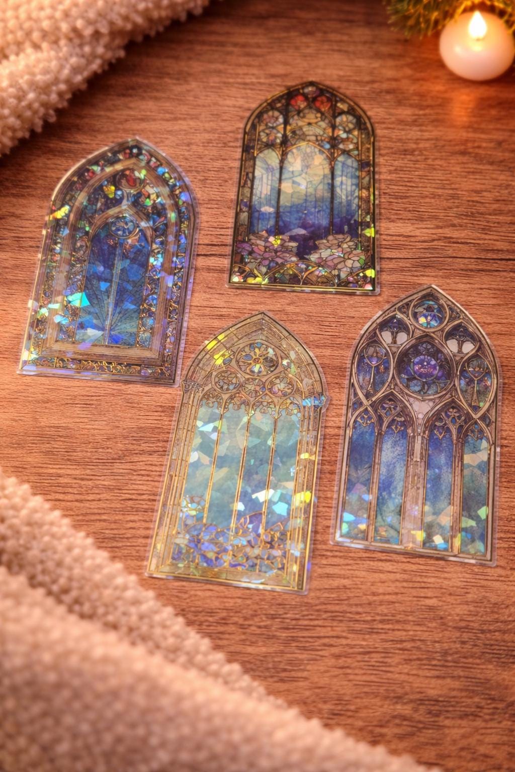 1x Stained Glass Effect Bookmark | Transparent Acetate | Iridescent Fantasy Book Lover Gift (Choose Colour)