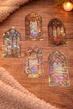 1x Stained Glass Effect Bookmark | Transparent Acetate | Iridescent Fantasy Book Lover Gift (Choose Colour)