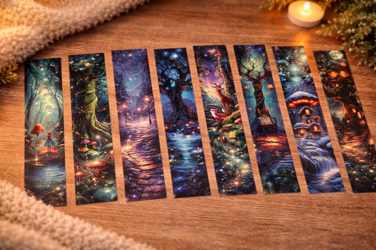 1x Enchanted Woodland Bookmark | Fantasy Forest Art | Thick Cardstock Reader Gift (Random)