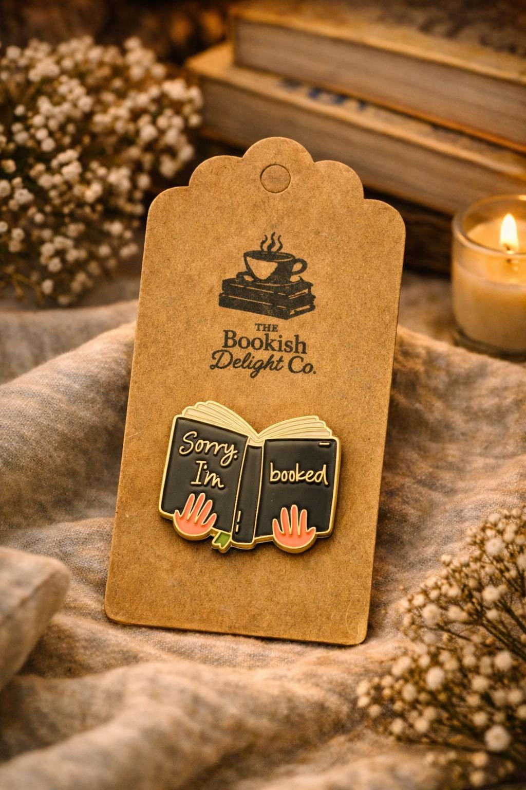Sorry Im Booked Enamel Pin | Book Lover Pin | Reader Gift | Bookish Badge | Bibliophile Accessory