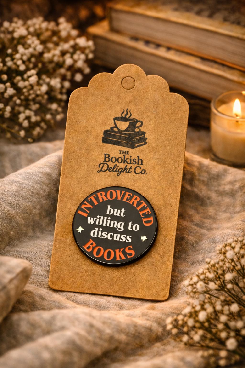 Introverted Discuss Books Enamel Pin | Reader Badge | Bookish Accessory