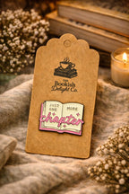 Just One More Chapter  Enamel Pin | Book Lover Reading Badge | Gold-Tone Metal Bookish Accessory