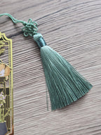 Cat & Bookshelf Gold Bookmark with Tassel