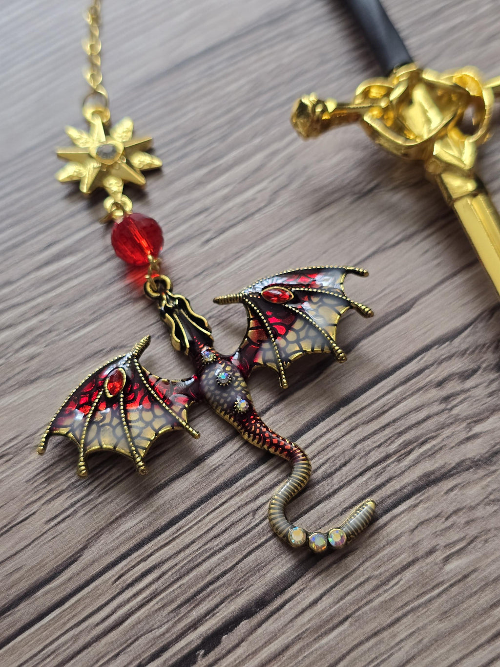 Sword & Dragon Bookmark  Fantasy Metal Bookmark with Charm