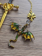 Sword & Dragon Bookmark  Fantasy Metal Bookmark with Charm