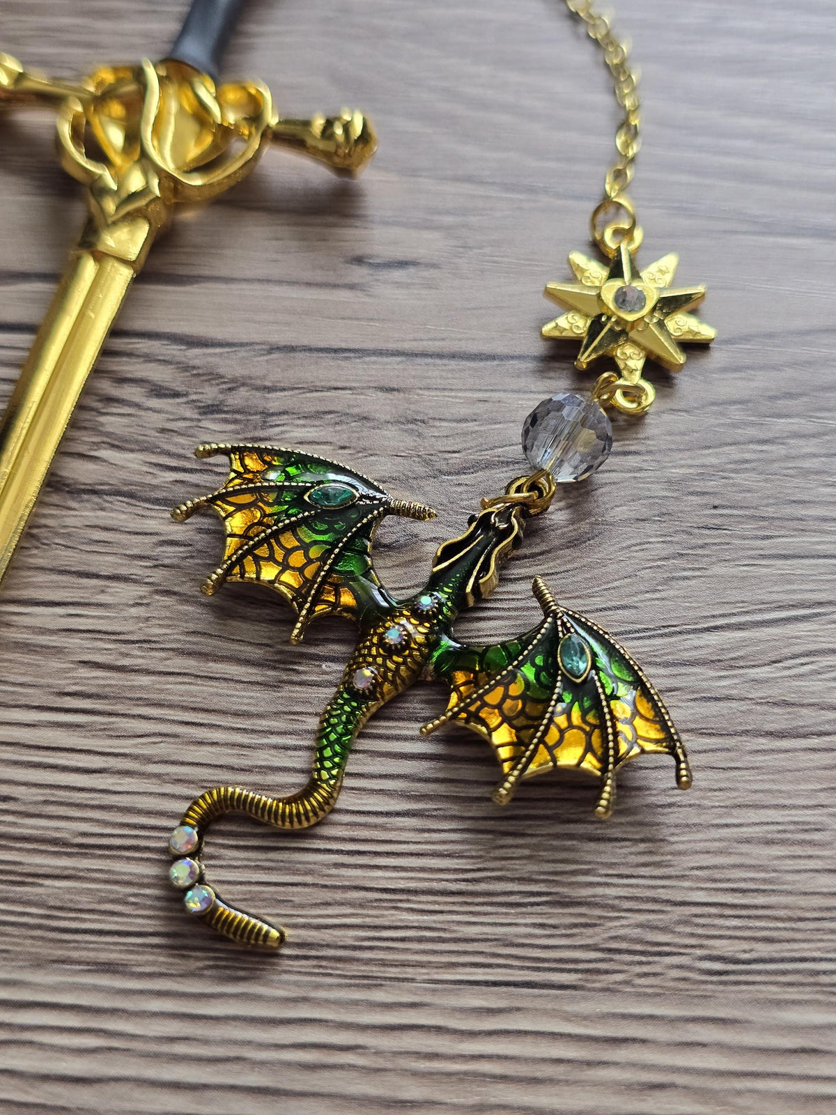Sword & Dragon Bookmark  Fantasy Metal Bookmark with Charm