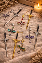 Sword & Dragon Bookmark  Fantasy Metal Bookmark with Charm