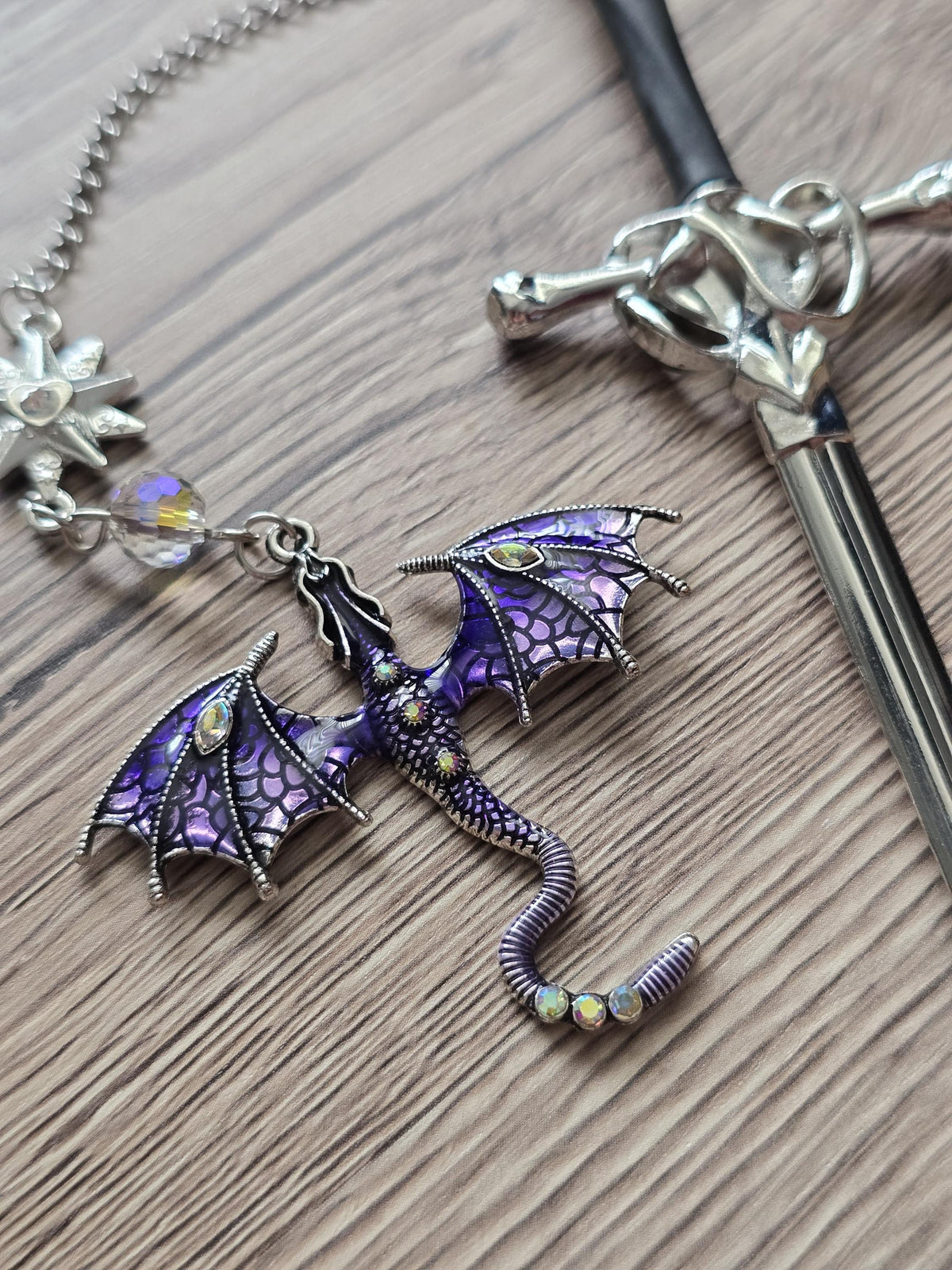 Sword & Dragon Bookmark  Fantasy Metal Bookmark with Charm