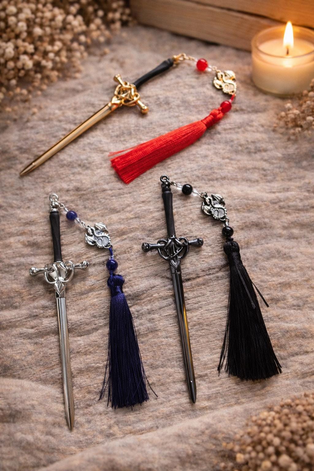 Sword Bookmark with Tassel  Metal Fantasy Bookmark