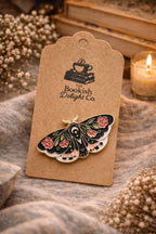 Moth Enamel Pin  Dark Academia Floral Bookish Accessory