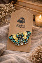 Moth Enamel Pin  Dark Academia Floral Bookish Accessory