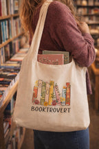 Booktrovert Tote Bag  Floral Bookshelf Book Lover Shopper Bag