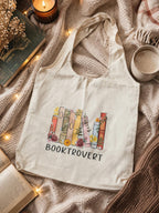 Booktrovert Tote Bag  Floral Bookshelf Book Lover Shopper Bag