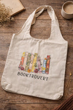 Booktrovert Tote Bag  Floral Bookshelf Book Lover Shopper Bag