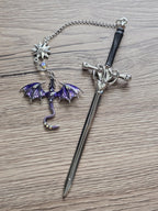 Sword & Dragon Bookmark  Fantasy Metal Bookmark with Charm