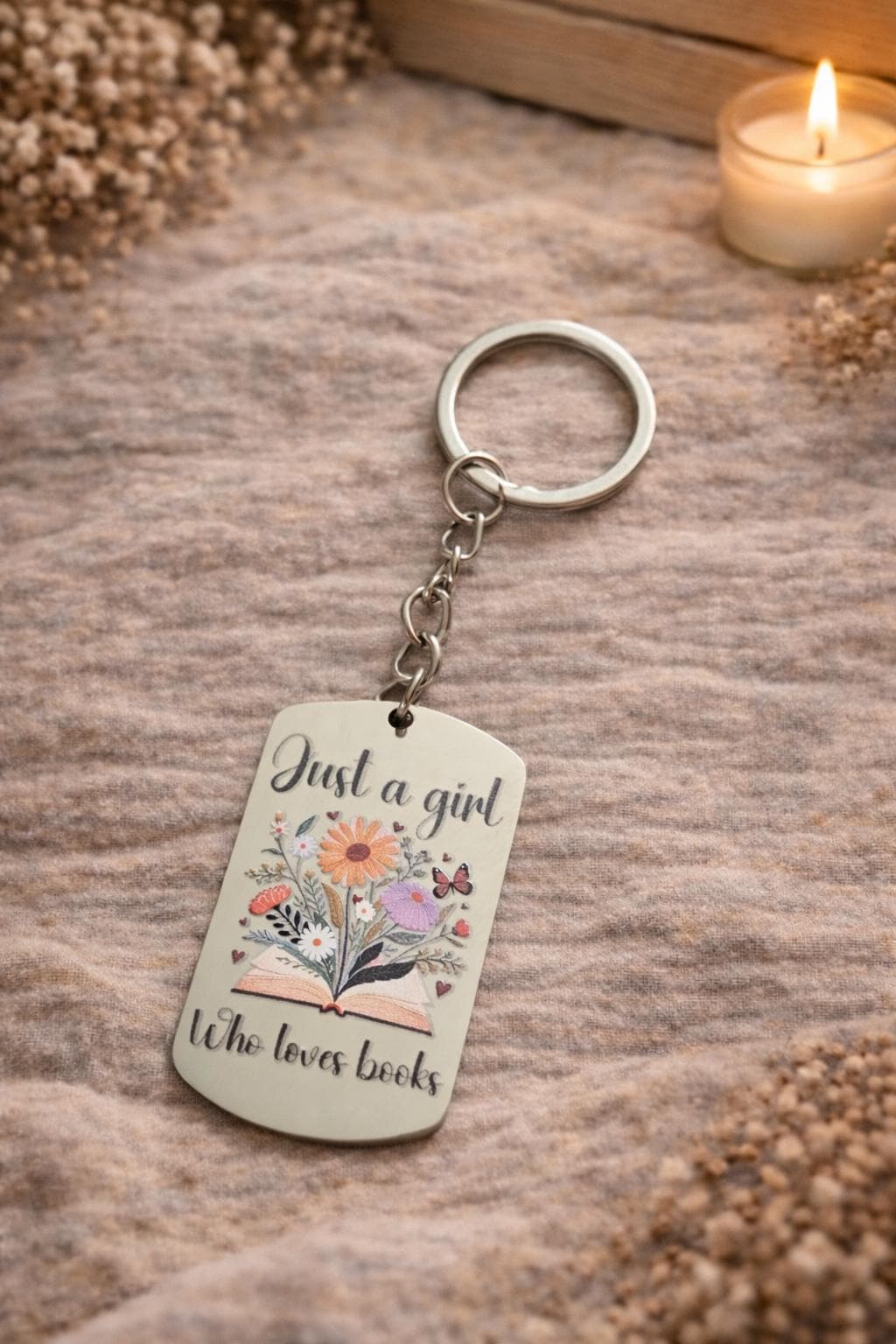 Just a Girl Who Loves Books Keyring  Book Lover Gift