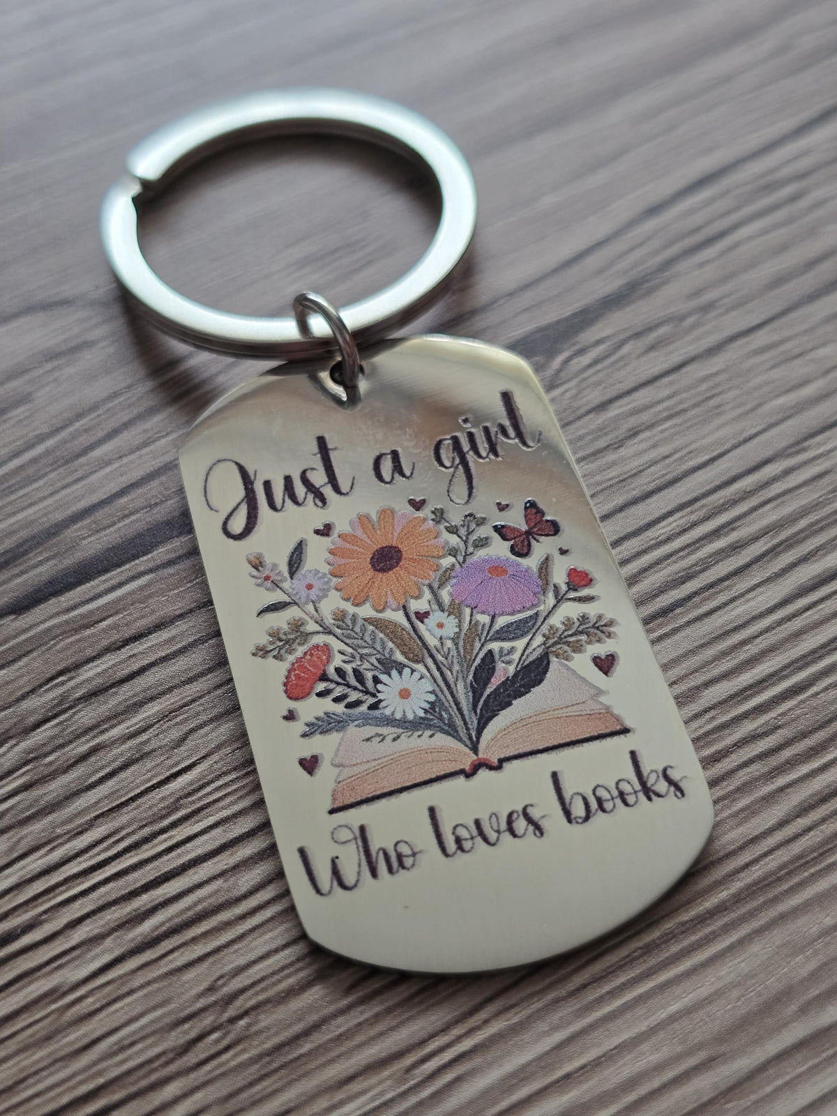 Just a Girl Who Loves Books Keyring  Book Lover Gift