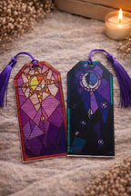 1x Sun or Moon Bookmark  Celestial Stained Glass Style Bookmark Solar Lunar