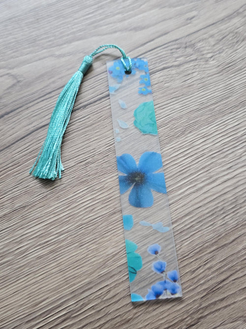 1x Floral Acrylic Bookmark  Pressed Flower Style Bookmark with Tassel