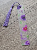 1x Floral Acrylic Bookmark  Pressed Flower Style Bookmark with Tassel