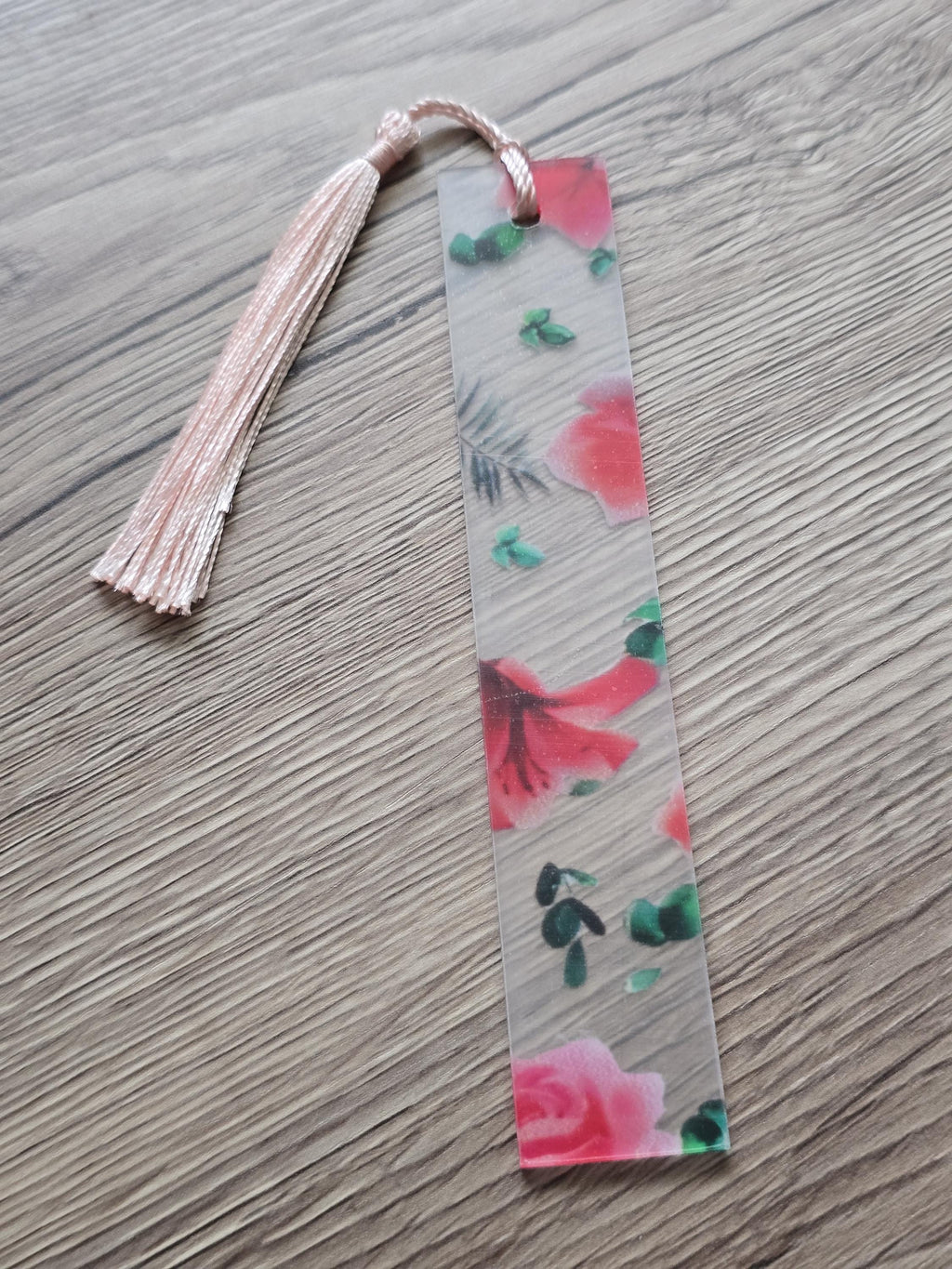 1x Floral Acrylic Bookmark  Pressed Flower Style Bookmark with Tassel