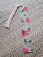 1x Floral Acrylic Bookmark  Pressed Flower Style Bookmark with Tassel