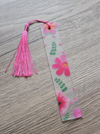 1x Floral Acrylic Bookmark  Pressed Flower Style Bookmark with Tassel
