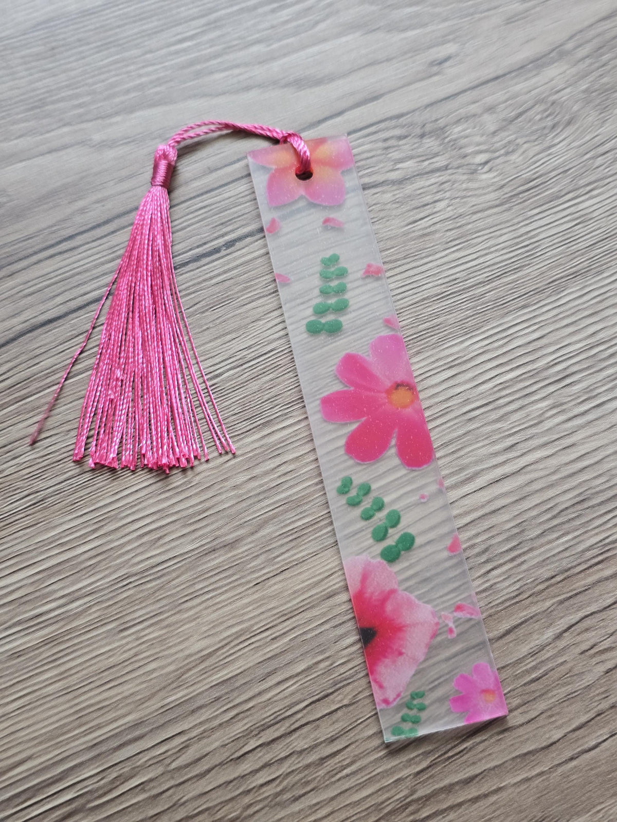 1x Floral Acrylic Bookmark  Pressed Flower Style Bookmark with Tassel