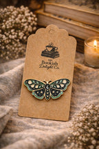 Moth Enamel Pin  Dark Academia Floral Bookish Accessory