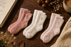 1x Pair Fluffy Heart Socks | Cosy Pink & Cream Socks | Soft Lounge Socks | Cute Bookish Gift | Autumn Winter Cosy Socks